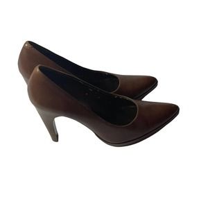 Linea Paolo Leather Brown Heels Pumps Italy Size 8.5 N